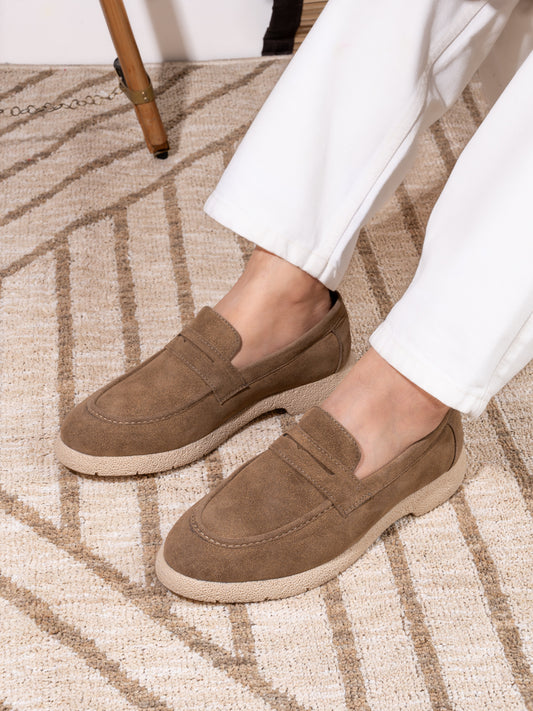 Fentacia Men Brown Synthetic Suede Comfort Loafers