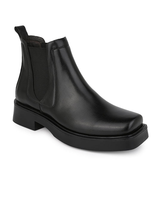 Fentacia Women Black Slip-On Chelsea Boots