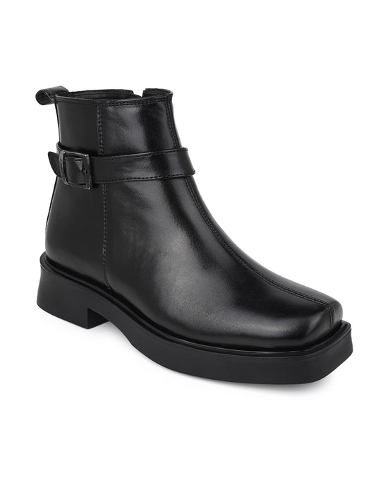 Fentacia Women Black Square toe Chelsea Boots