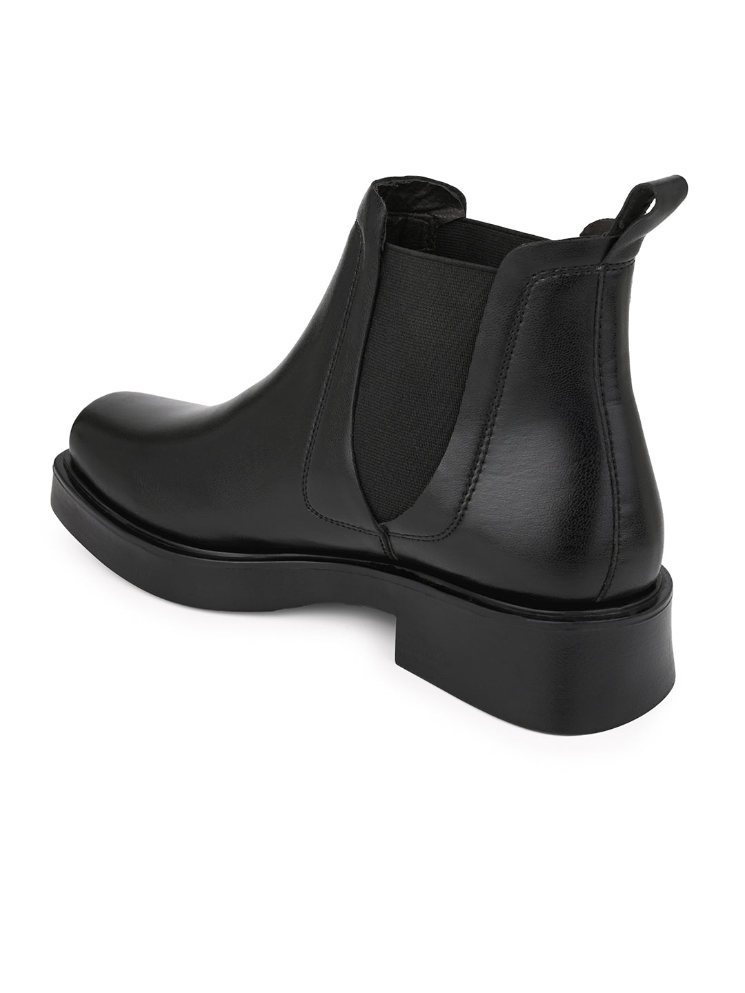 Fentacia Women Black Slip-On Chelsea Boots