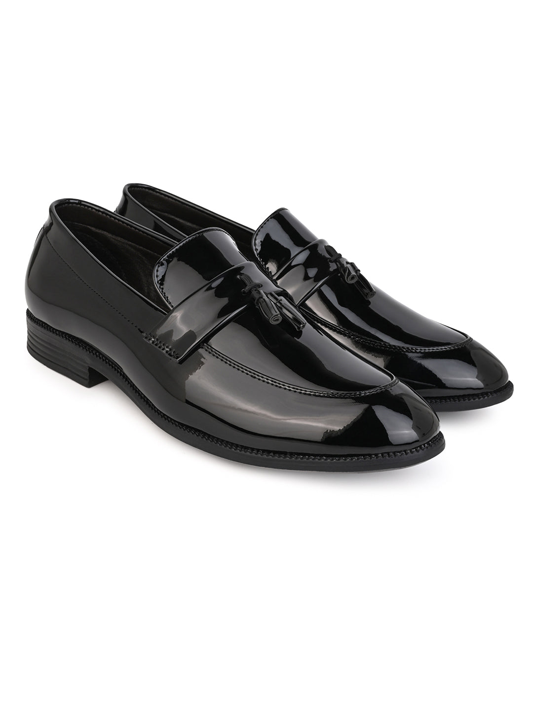 Fentacia Men Black Formal Tassel Slip-On Loafers