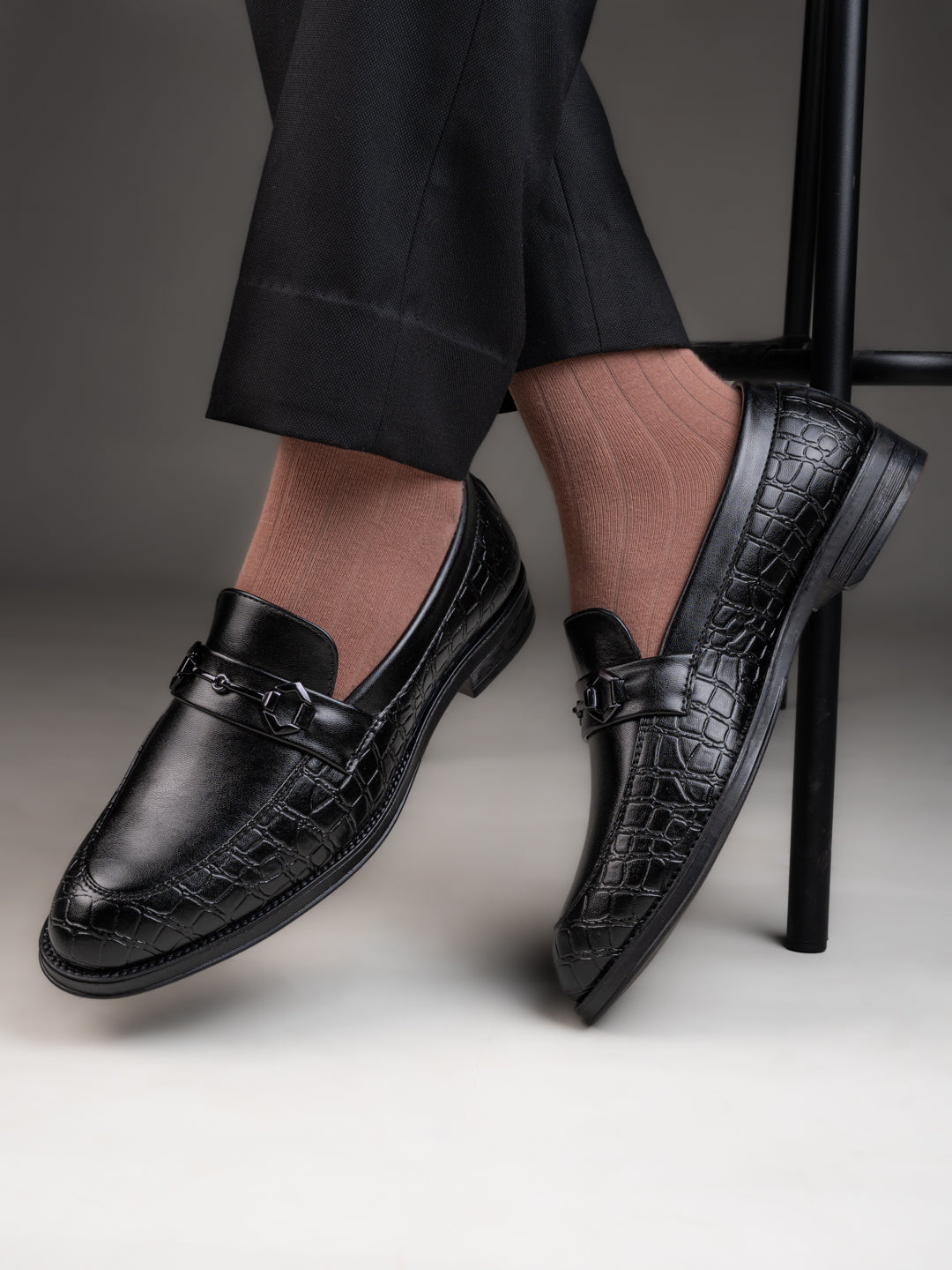 Fentacia Men Black Slip-On Formal Shoes