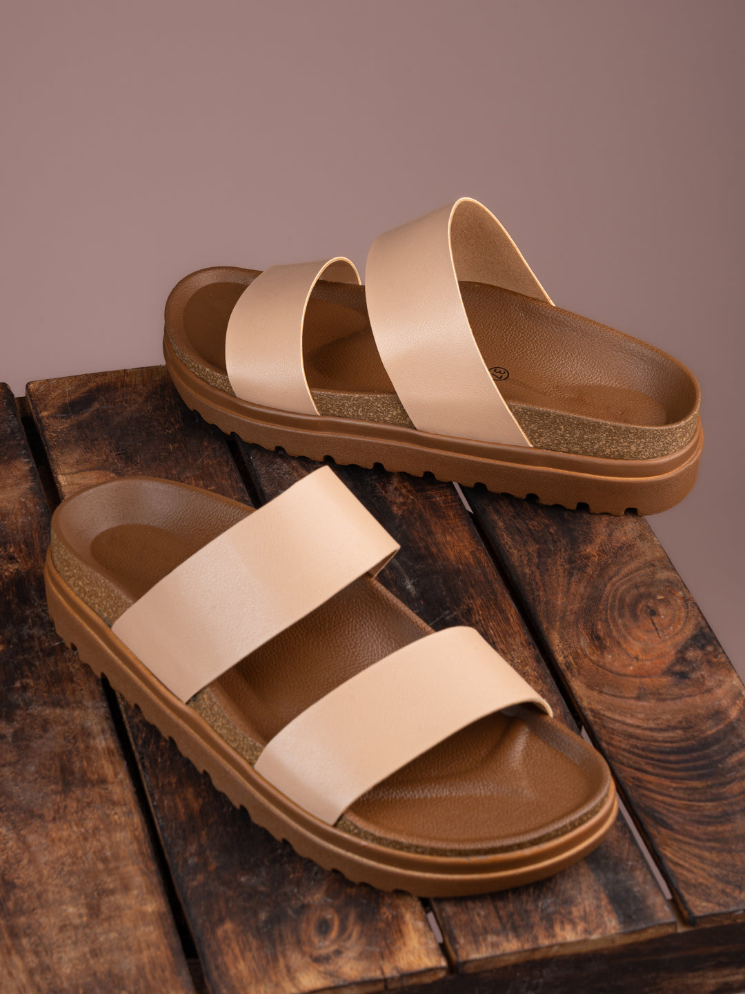 Fentacia Women Dual Straps Open Toe Casual Flats