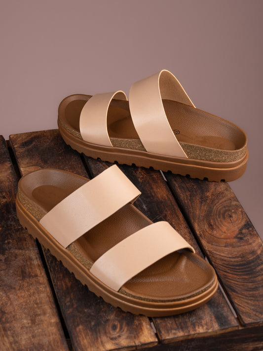 Fentacia Women Dual Straps Open Toe Casual Flats