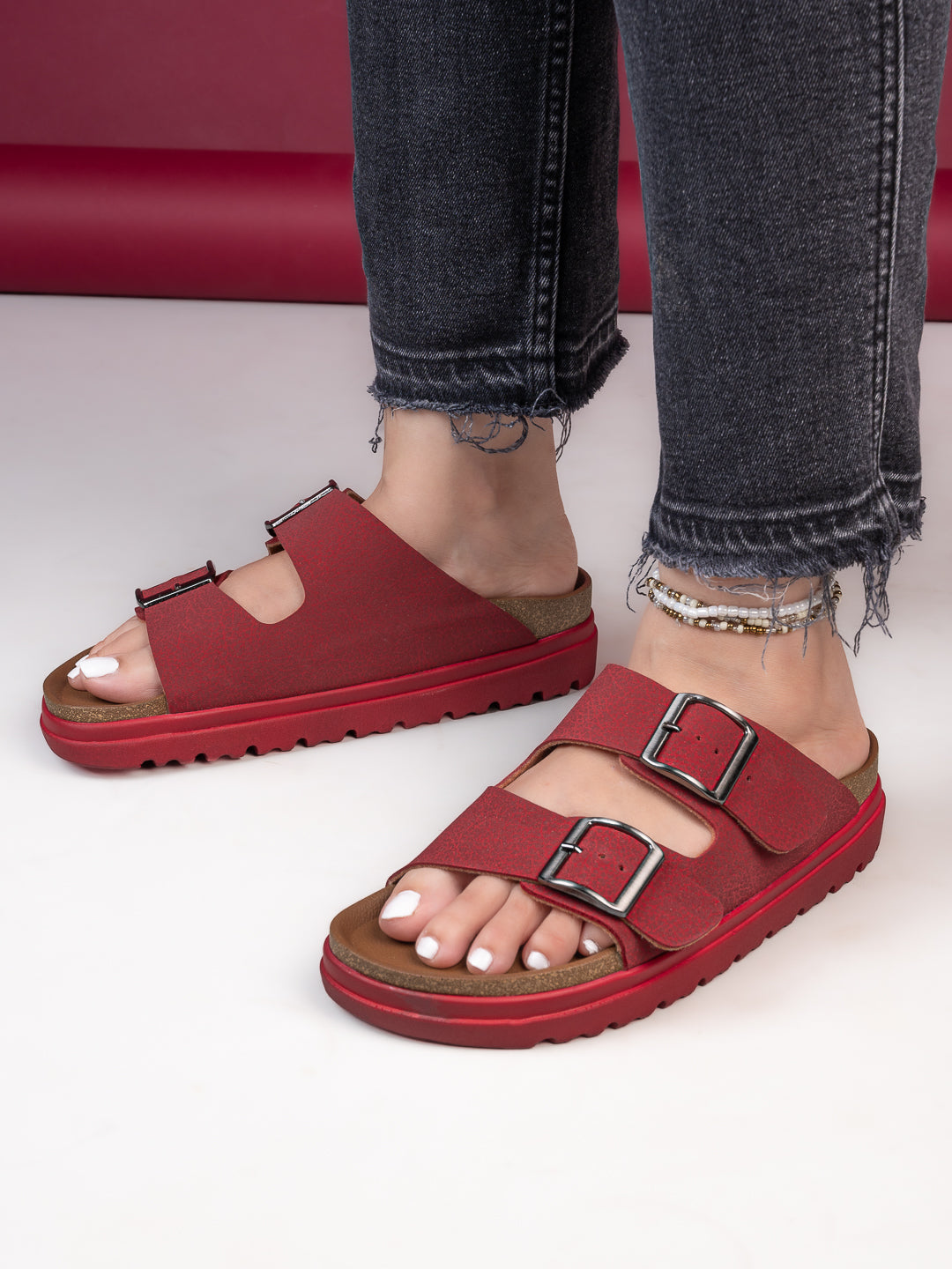 Fentacia Women Dual Buckle Casual Flats