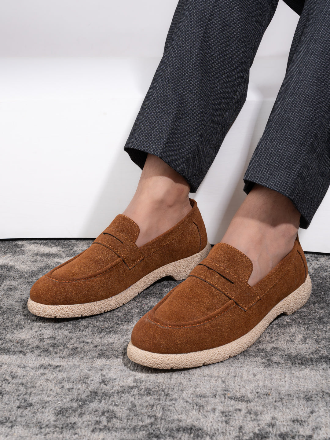 Fentacia Men Brown Synthetic Suede Comfort Loafers