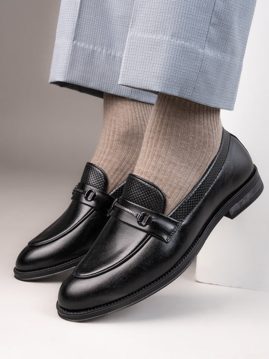 Fentacia Men Black Slip-On Formal Shoes