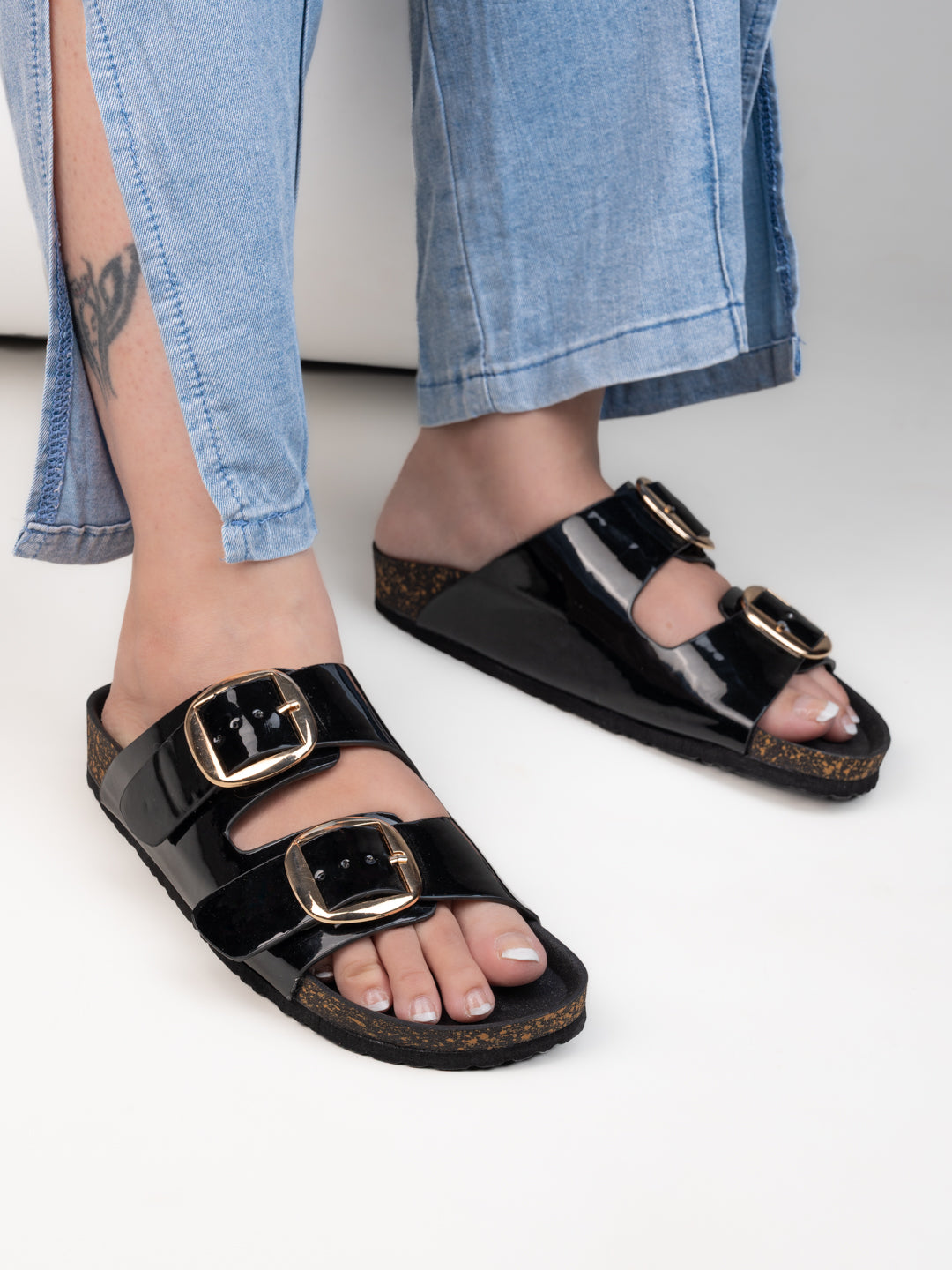 Fentacia Women Dual Buckle Flat Sandals