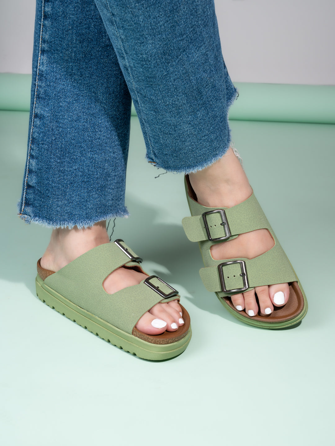 Fentacia Women Dual Buckle Casual Flats