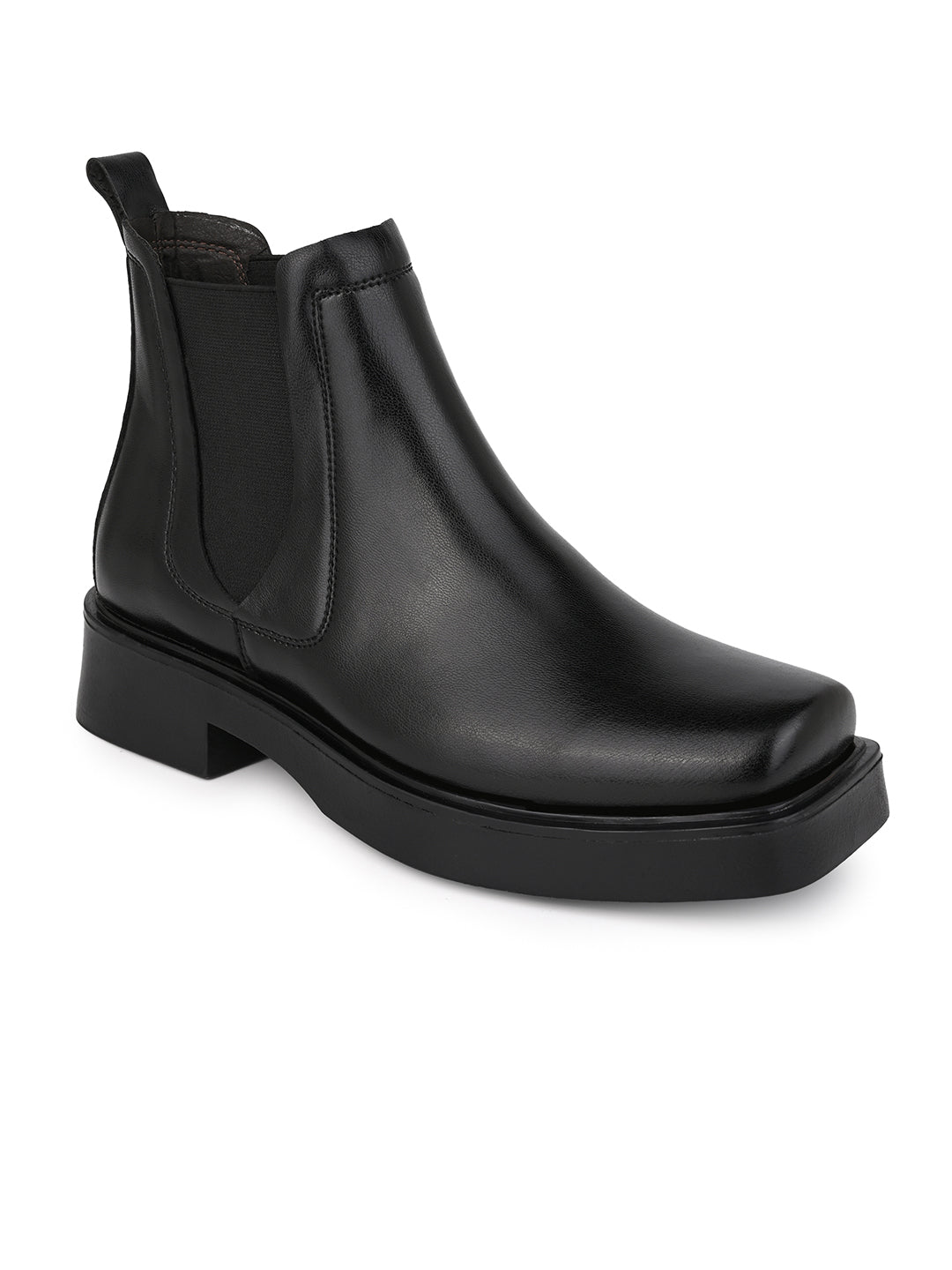 Fentacia Women Black Slip-On Chelsea Boots