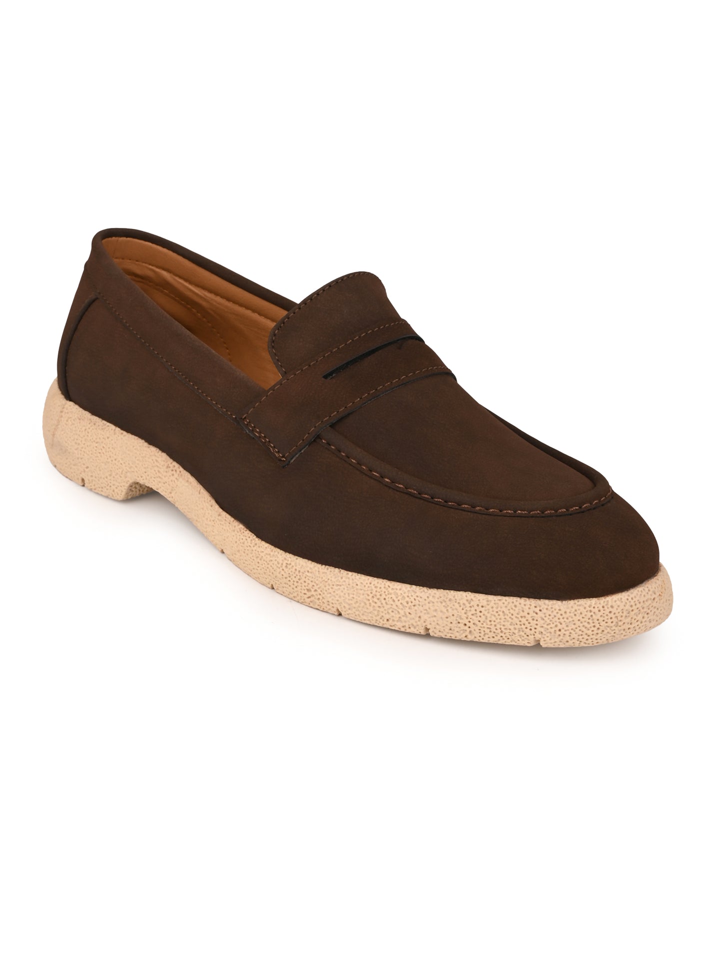 Fentacia Men Brown Nubuck Comfort Loafers