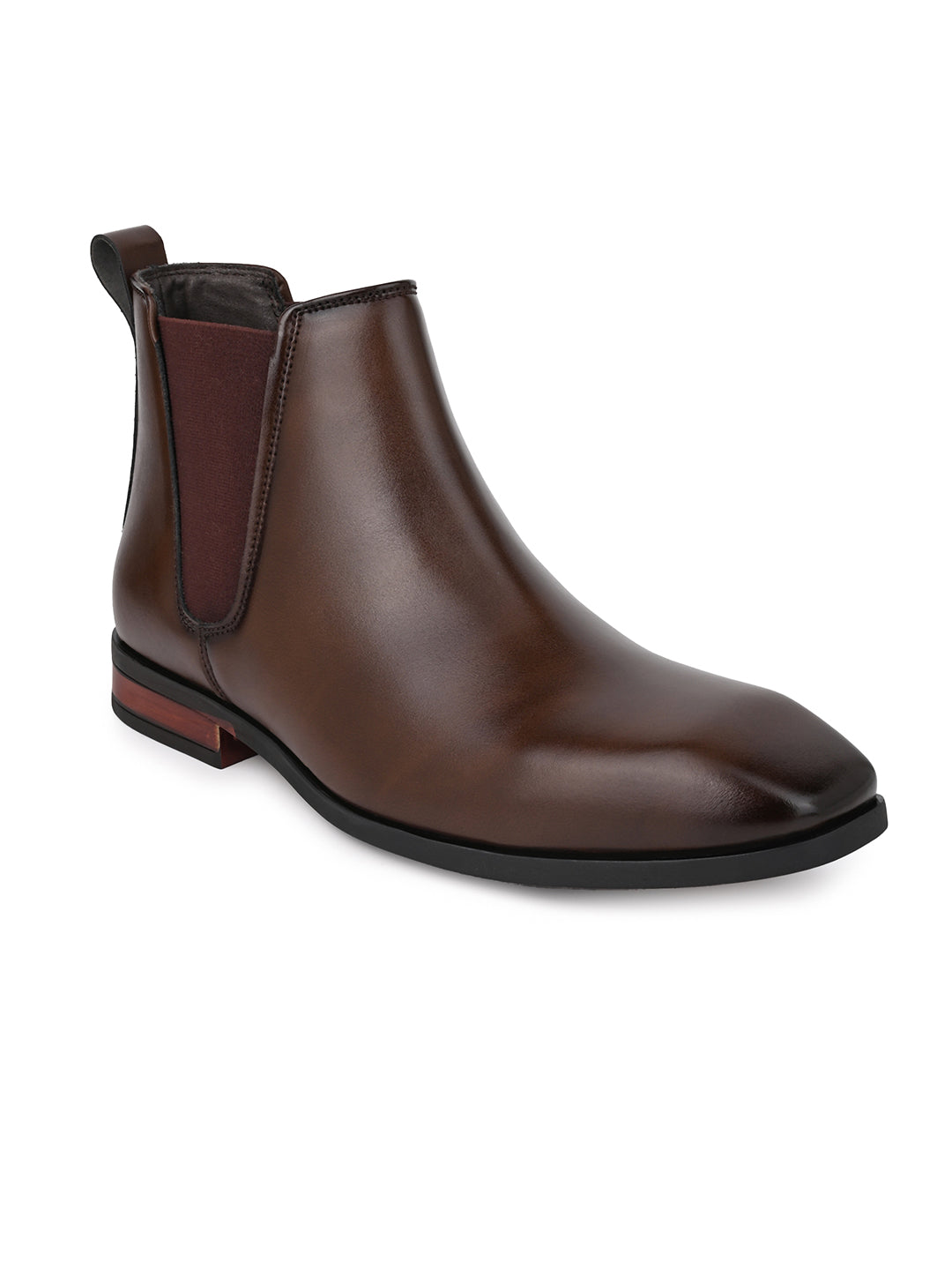 Fentacia Men Square Toe Pull-On Chelsea Boots
