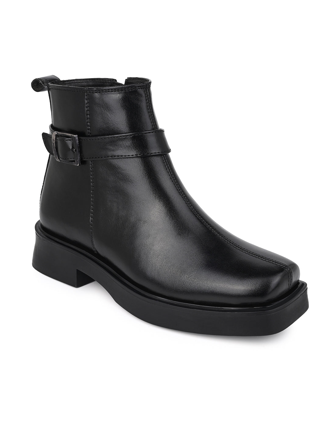 Fentacia Women Black Square toe Chelsea Boots