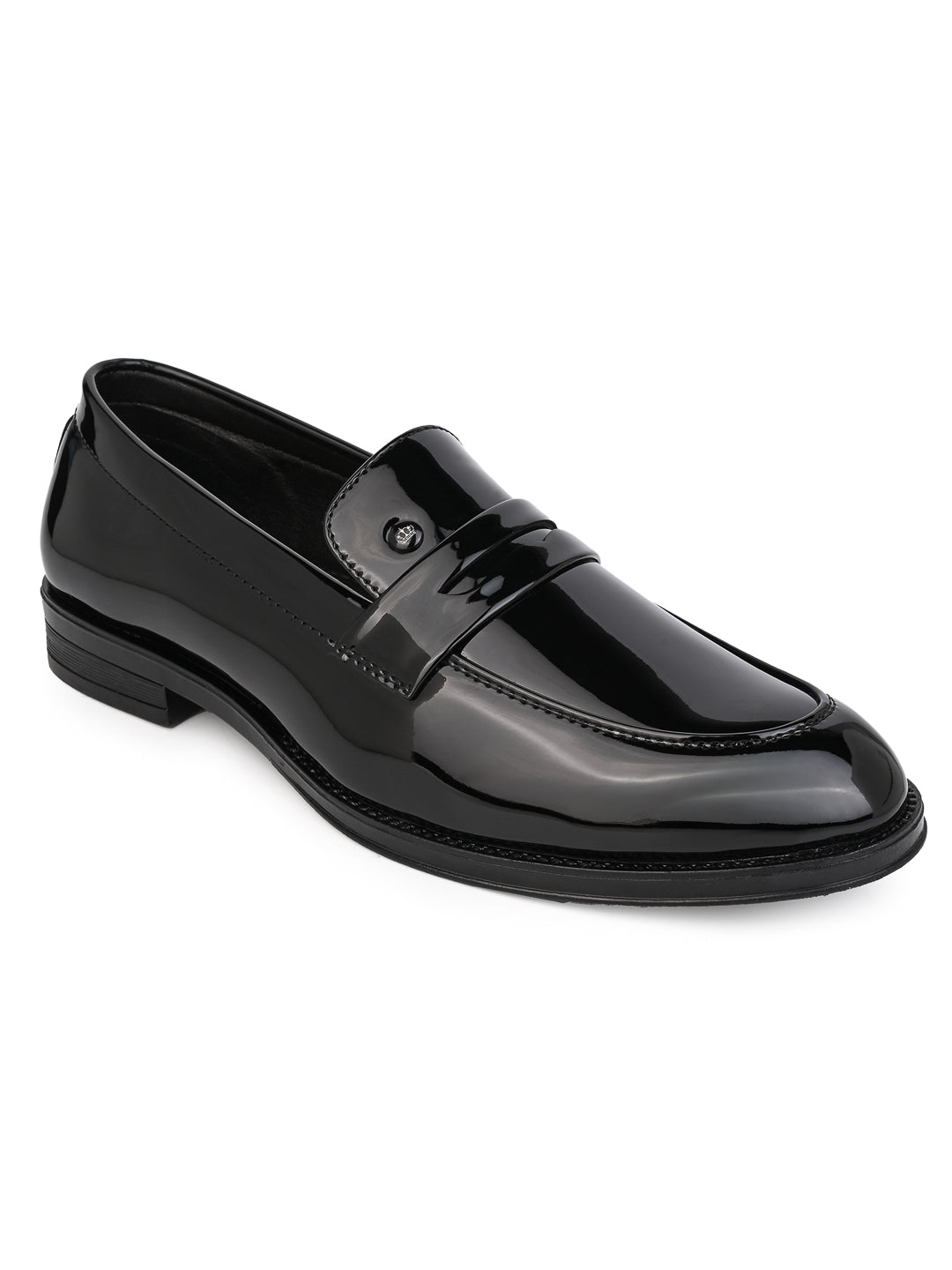 Fentacia Men Black Patent Synthetic Slip-On Formal Shoes