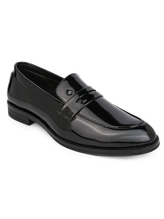 Fentacia Men Black Patent Synthetic Slip-On Formal Shoes