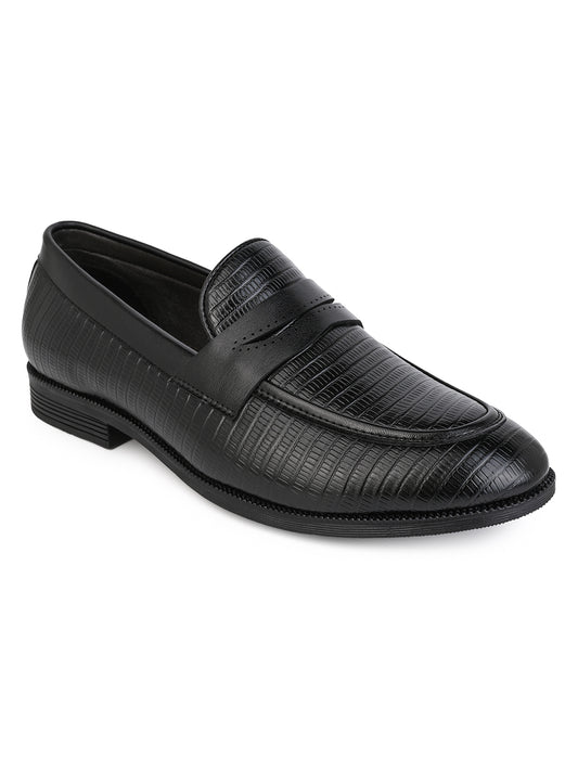 Fentacia Men Black Textured Formal Shoes