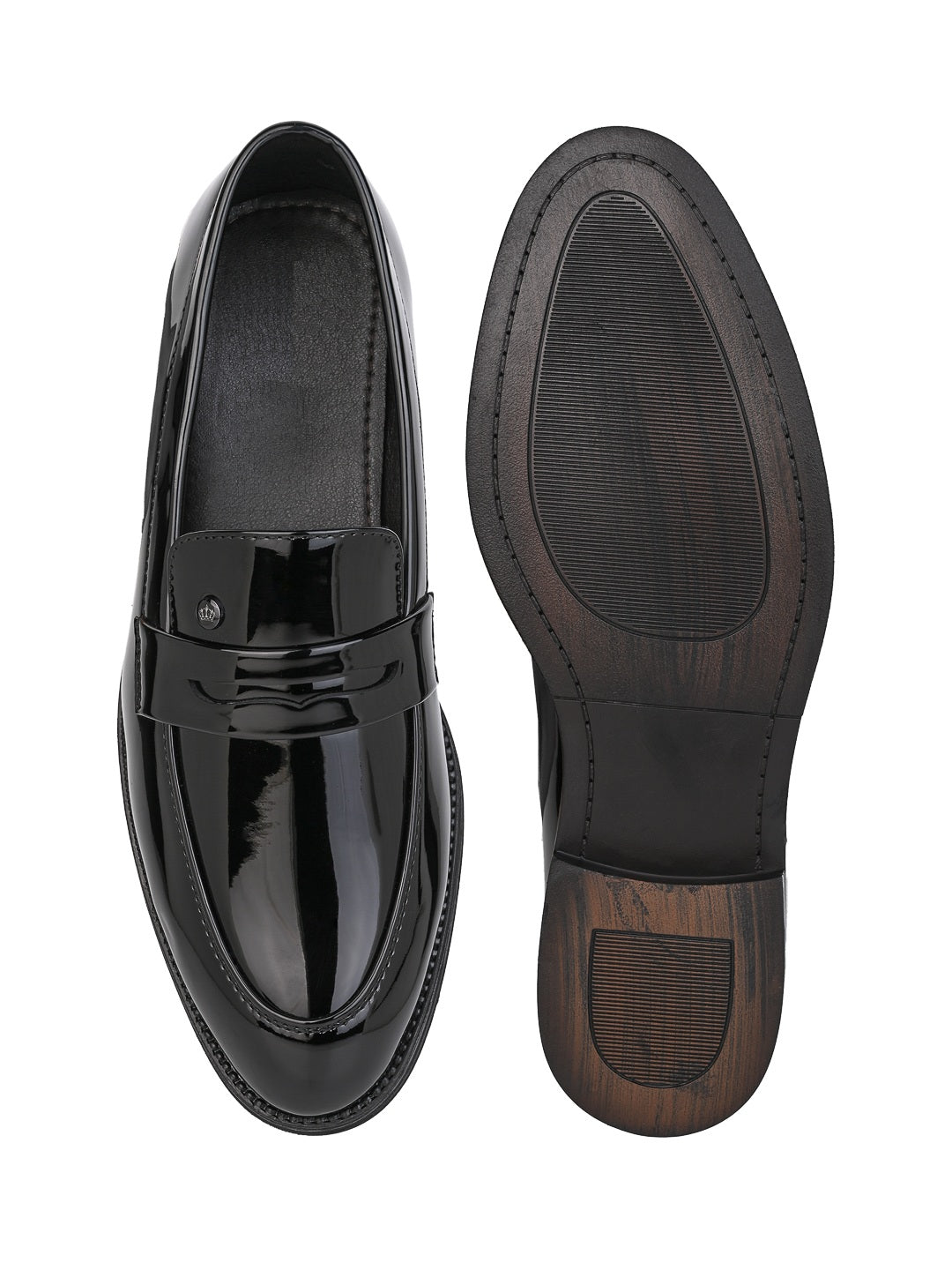 Fentacia Men Black Patent Synthetic Slip-On Formal Shoes