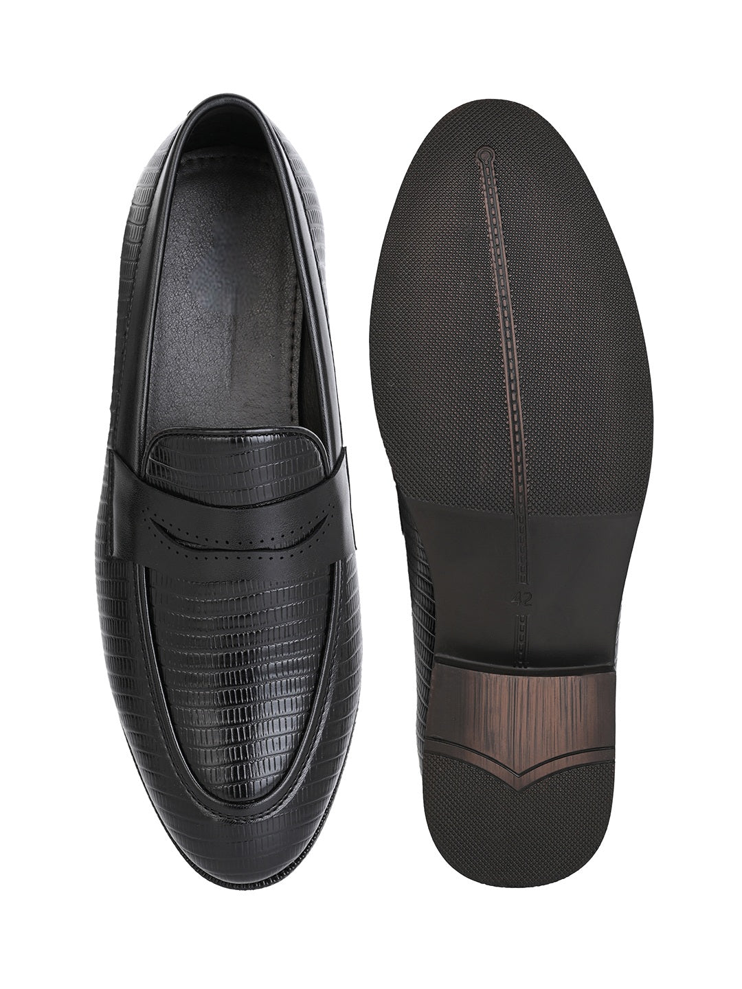 Fentacia Men Black Textured Formal Shoes