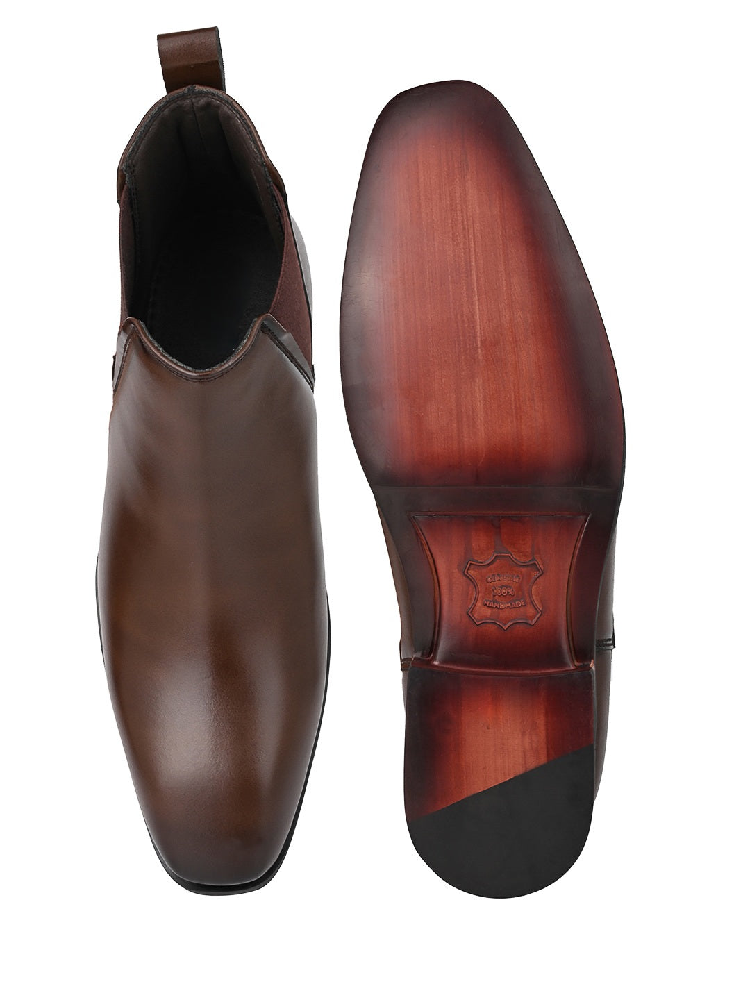 Fentacia Men Square Toe Pull-On Chelsea Boots