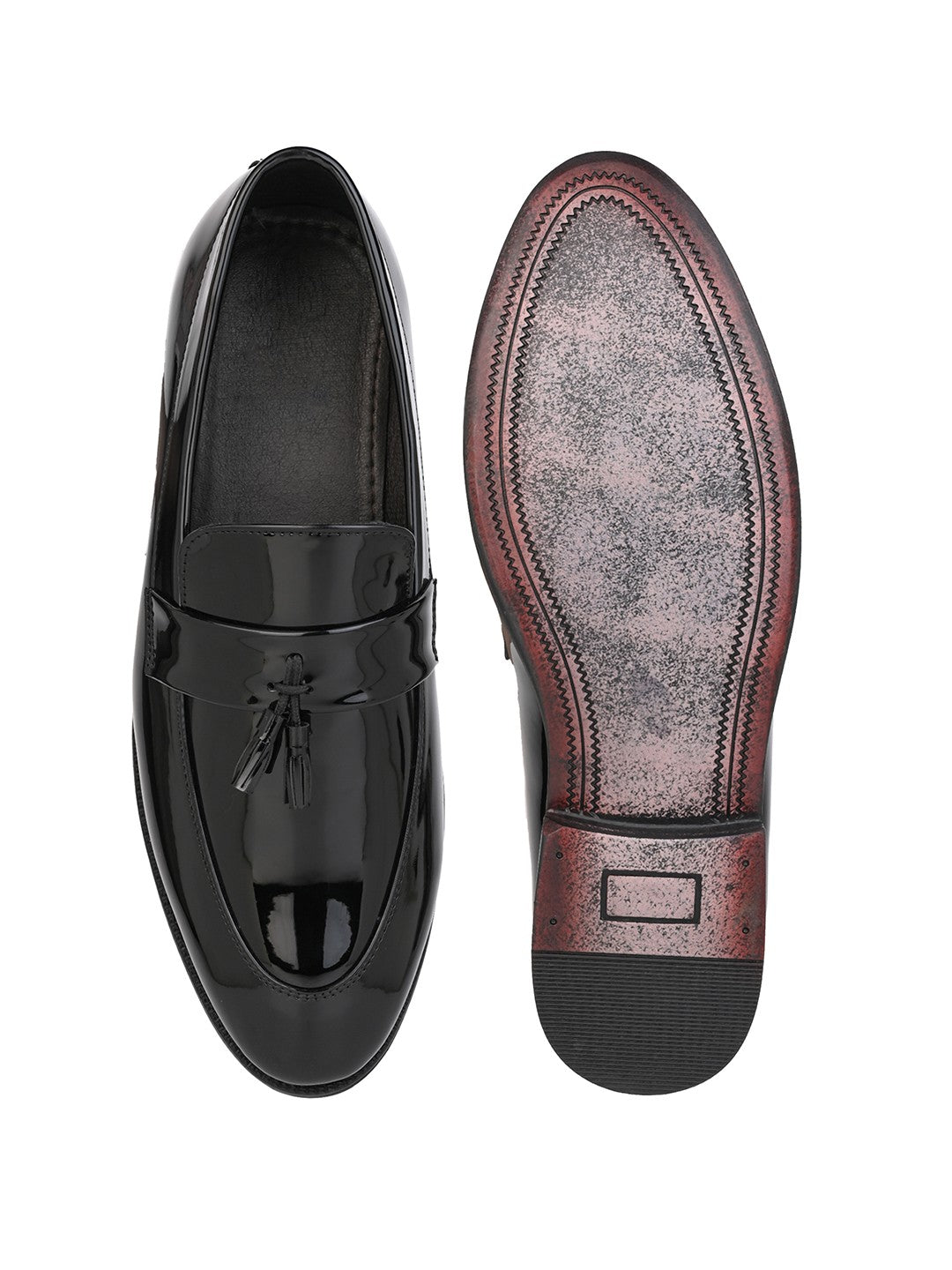 Fentacia Men Black Formal Tassel Slip-On Loafers