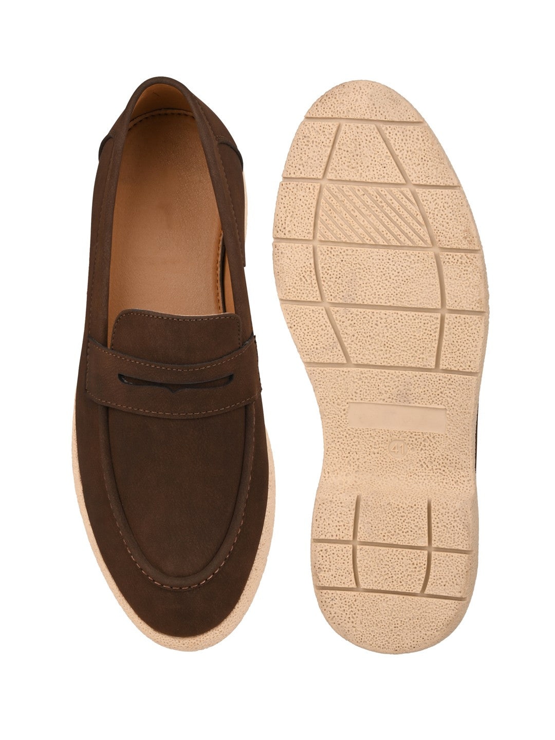 Fentacia Men Brown Nubuck Comfort Loafers