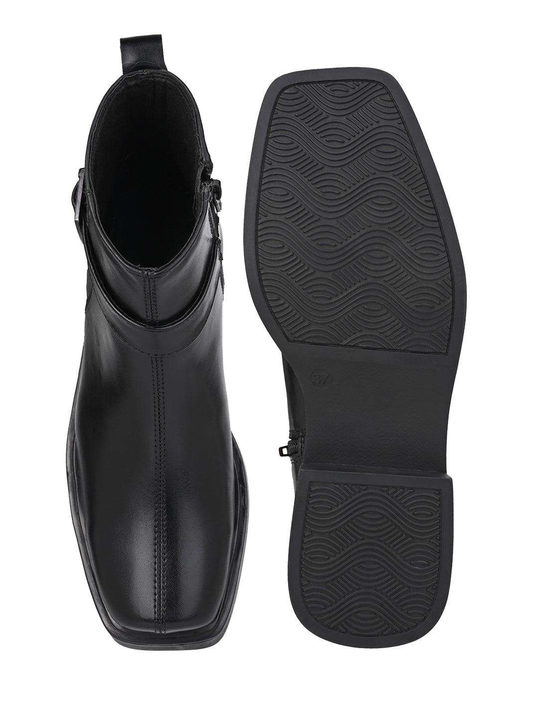 Fentacia Women Black Square toe Chelsea Boots