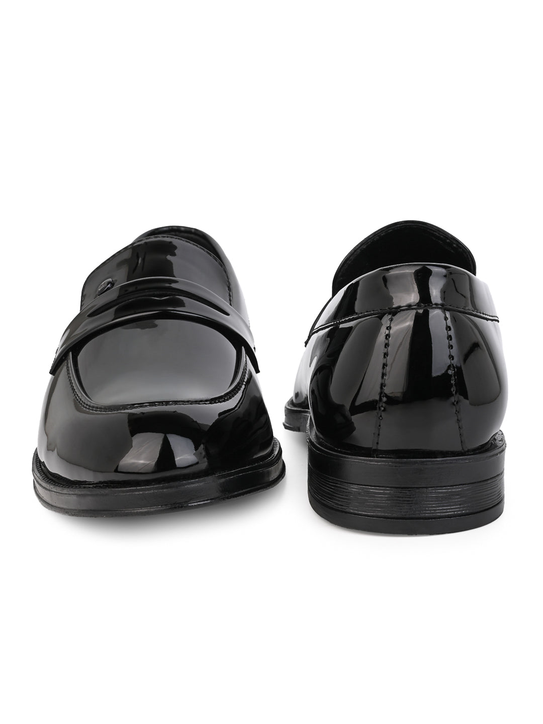 Fentacia Men Black Patent Synthetic Slip-On Formal Shoes