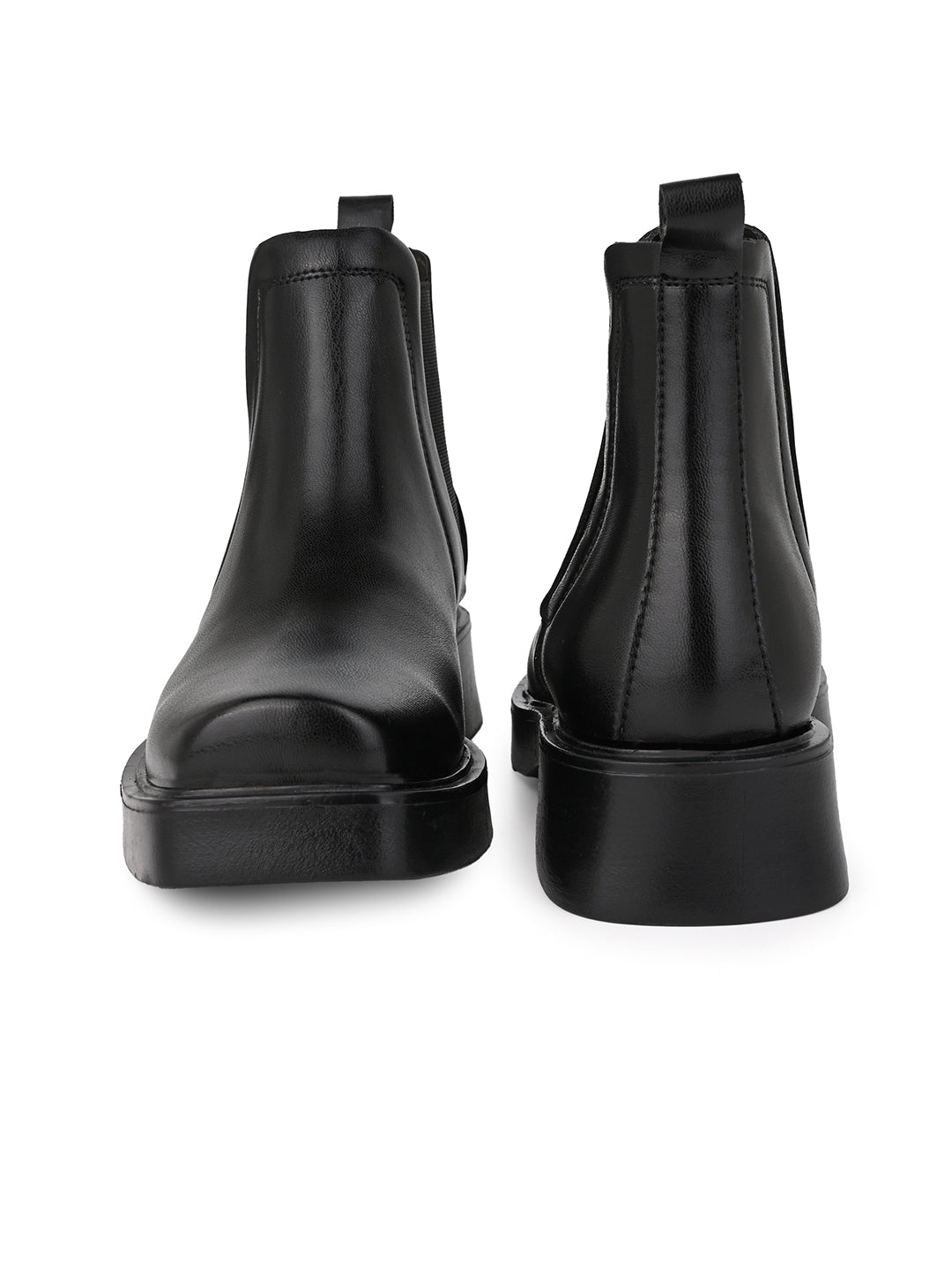 Fentacia Women Black Slip-On Chelsea Boots