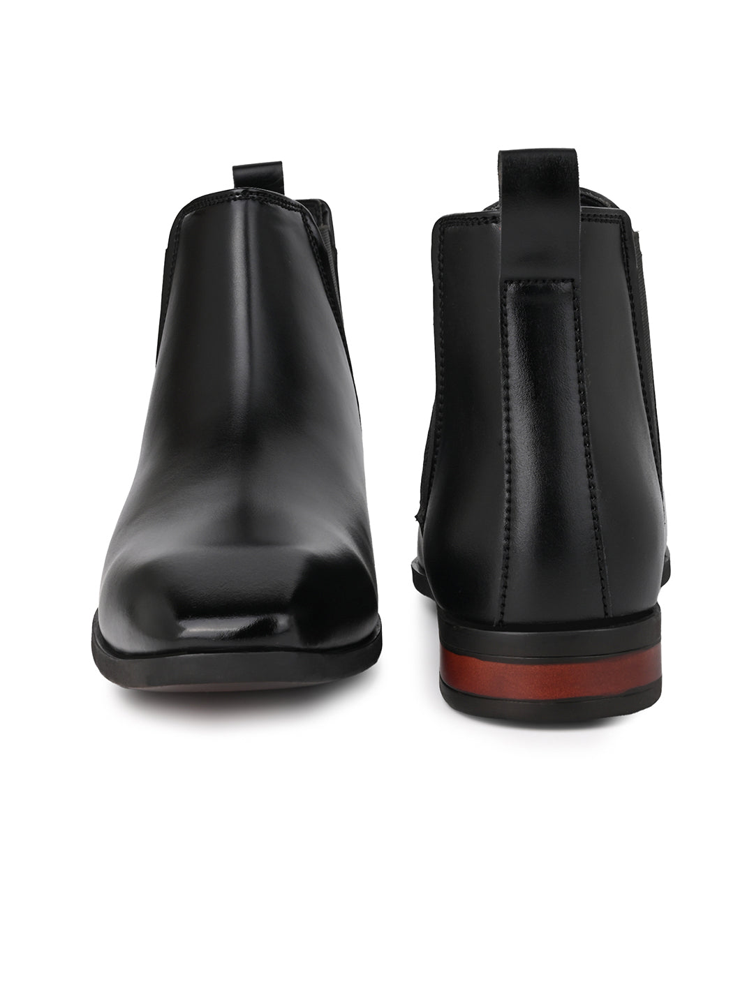 Fentacia Men Square Toe Pull-On Chelsea Boots