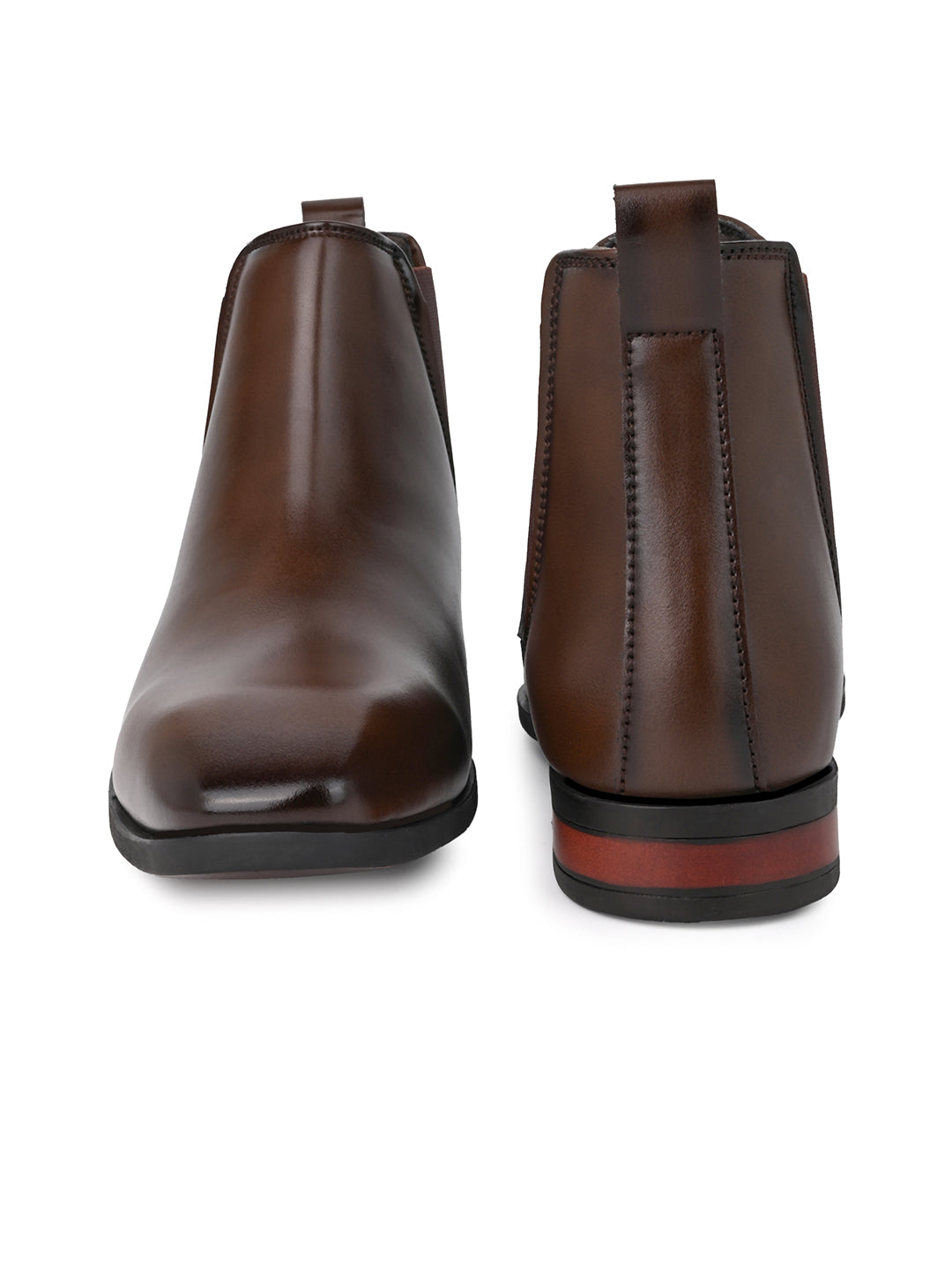 Fentacia Men Square Toe Pull-On Chelsea Boots