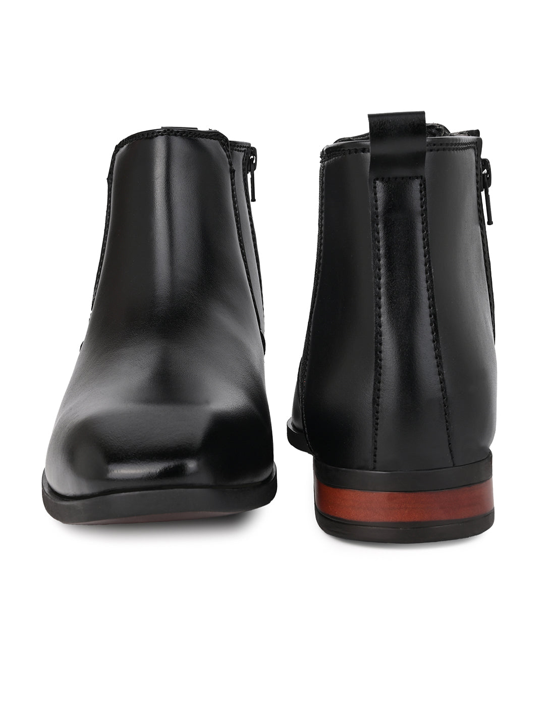 Fentacia Men Square Toe Zip Closure Chelsea Boots
