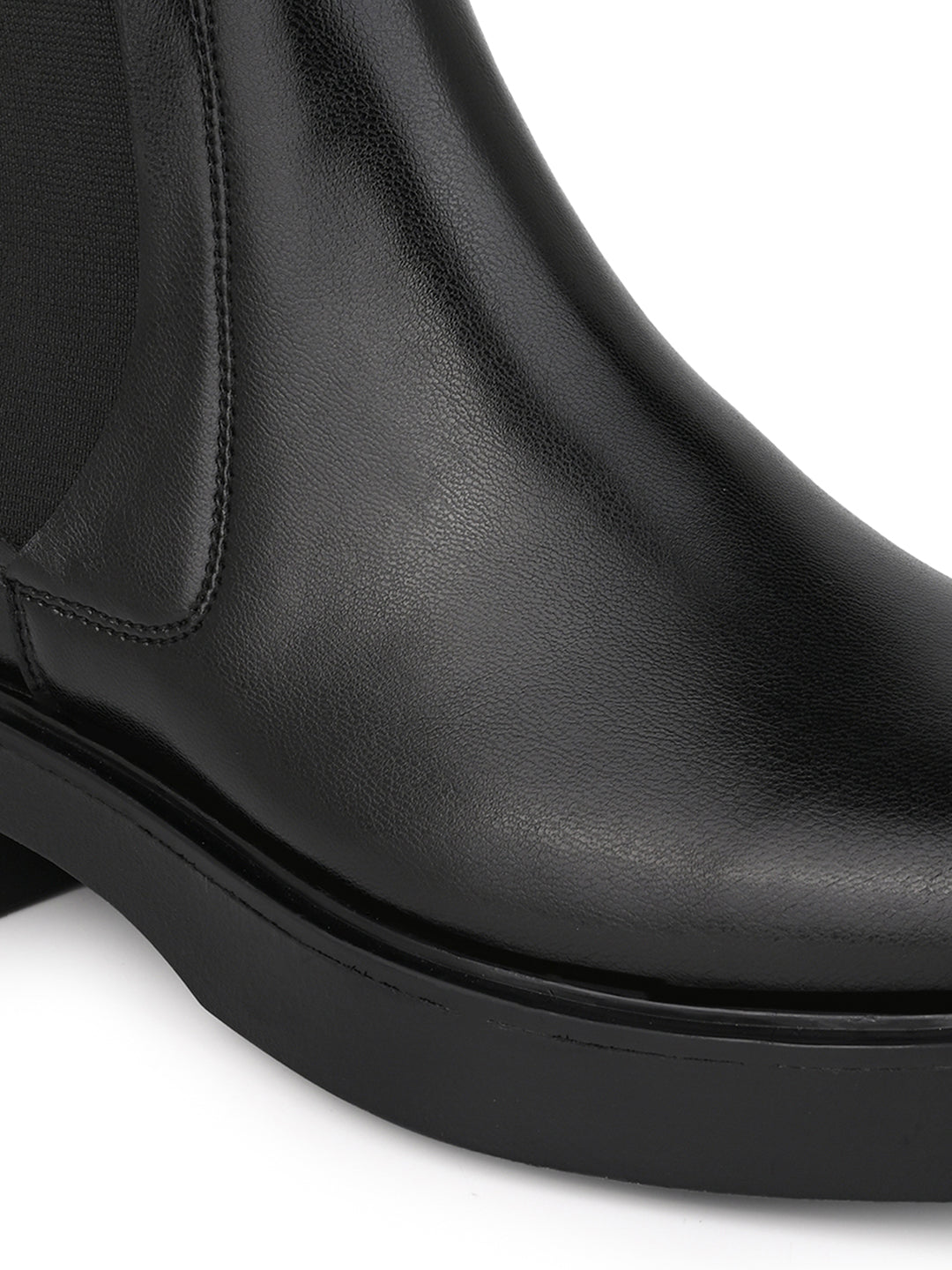 Fentacia Women Black Slip-On Chelsea Boots