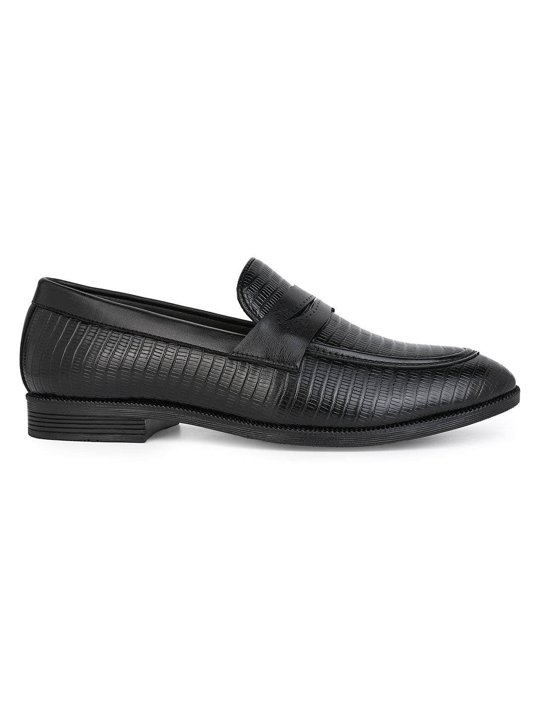 Fentacia Men Black Textured Formal Shoes