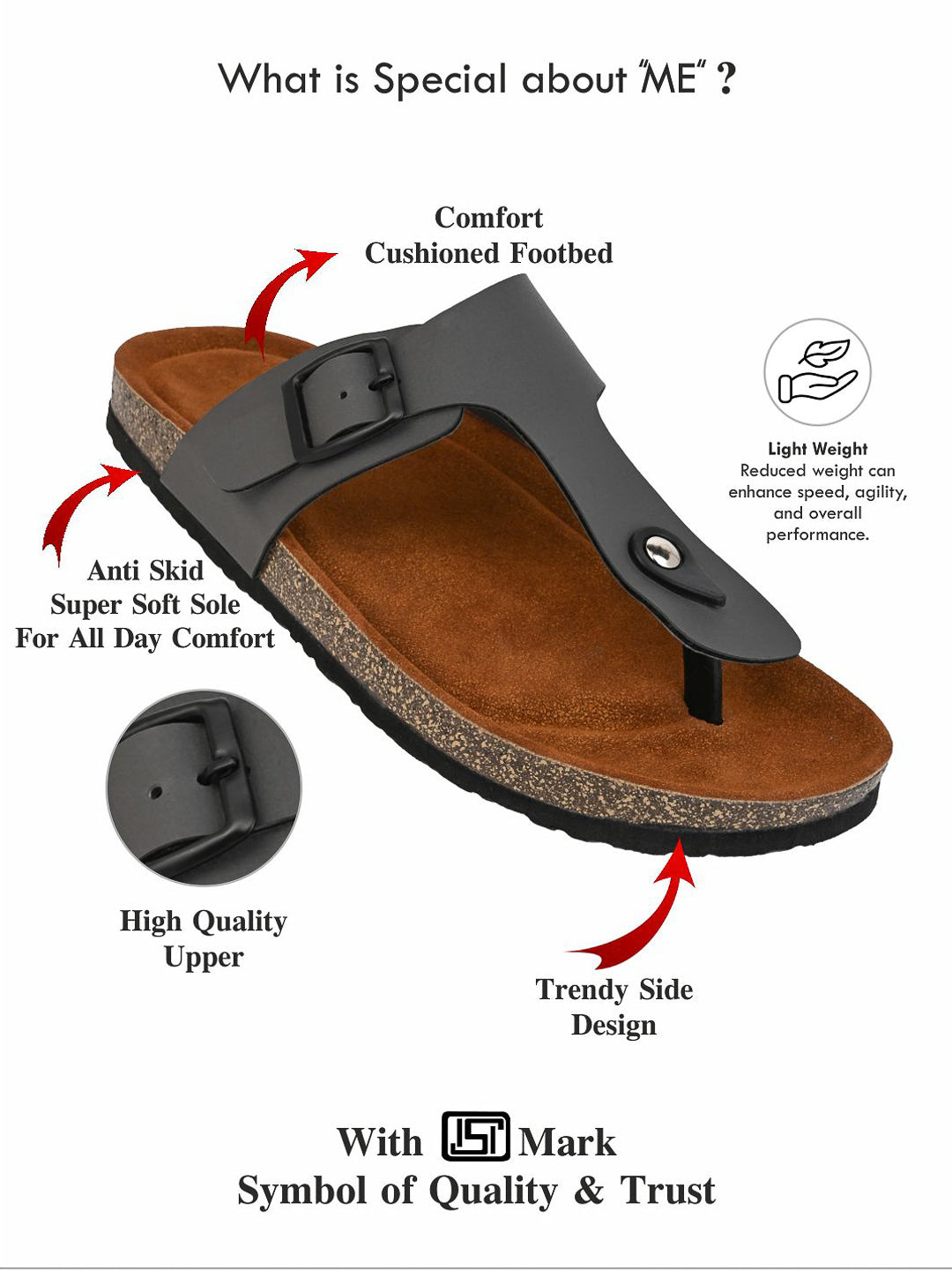 Fentacia Men T-Straps Comfort Sandals