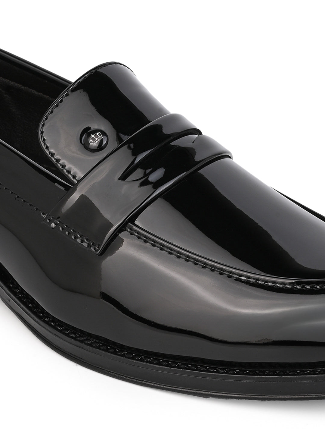 Fentacia Men Black Patent Synthetic Slip-On Formal Shoes