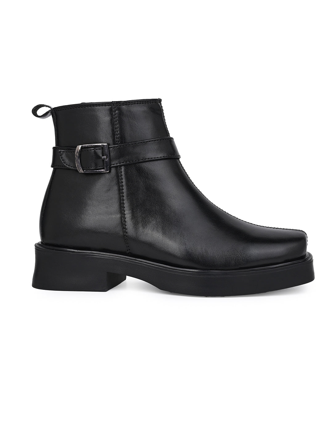 Fentacia Women Black Square toe Chelsea Boots