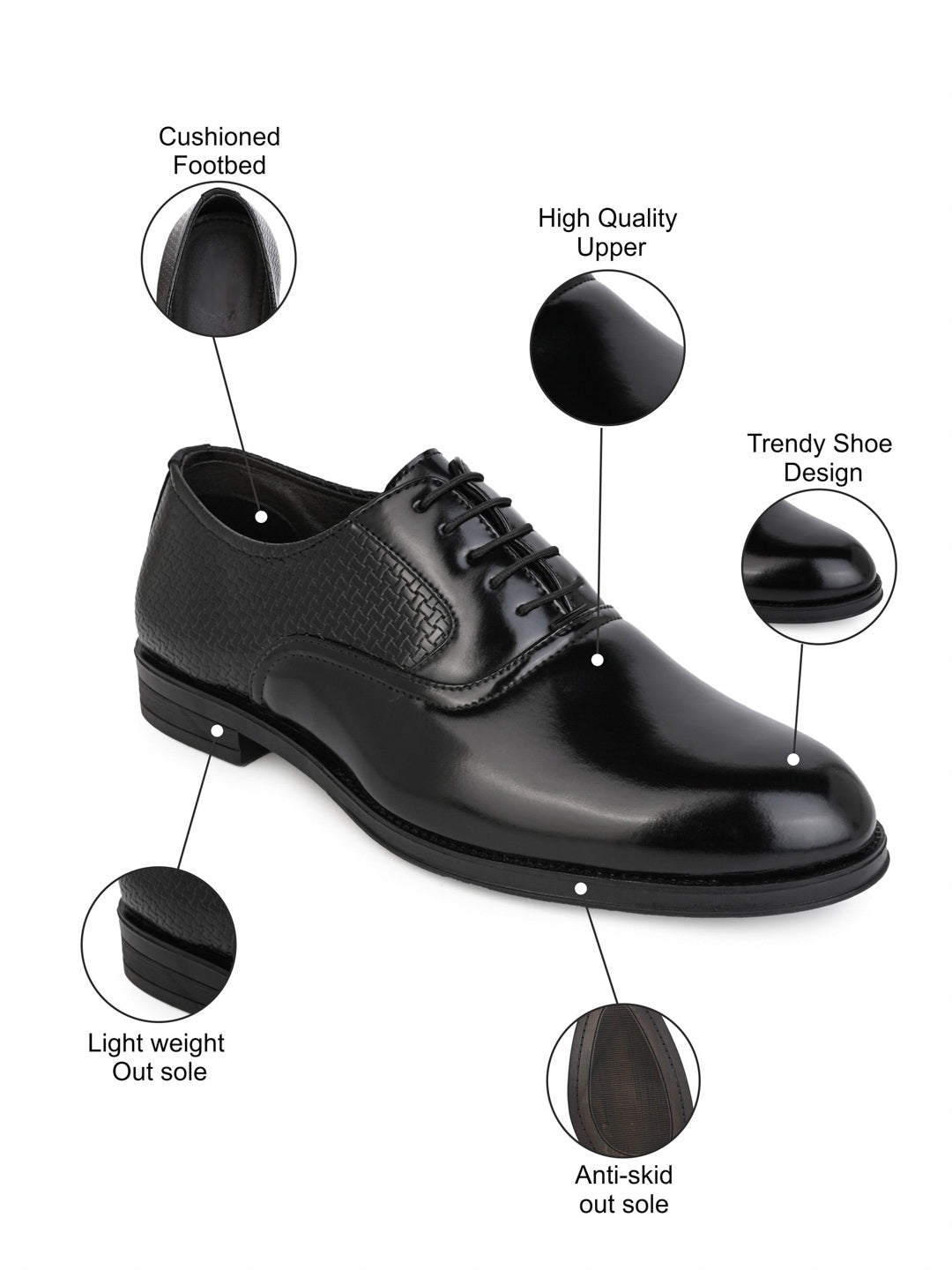 Fentacia Men Black Lace-up Formal Shoes