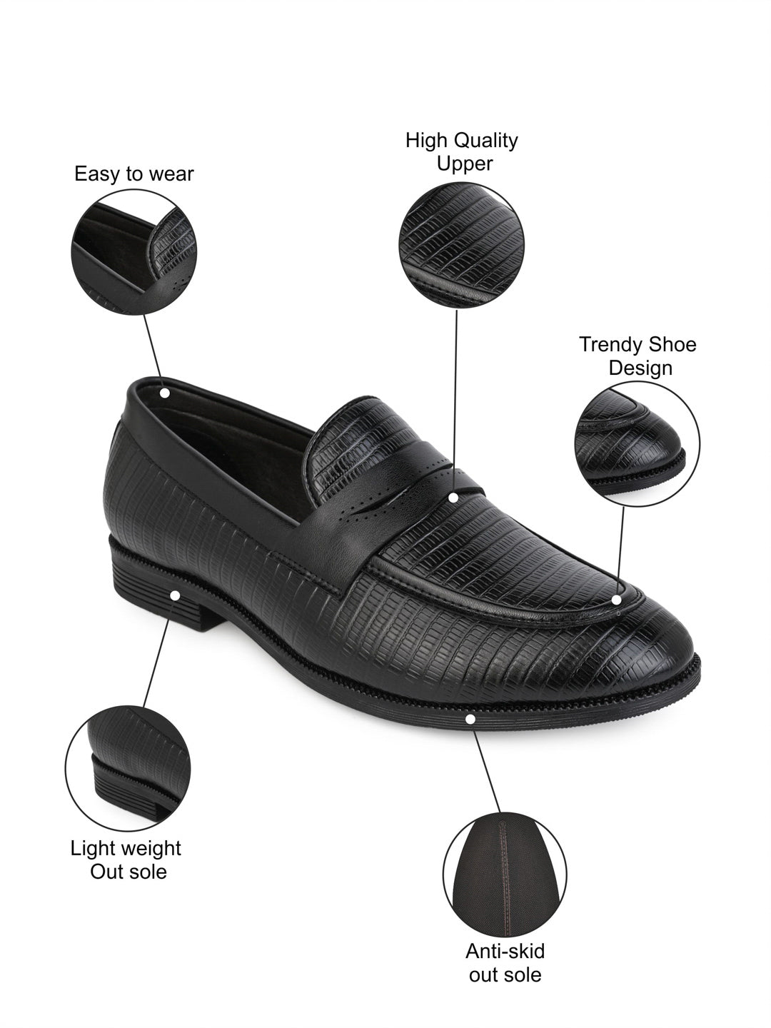Fentacia Men Black Textured Formal Shoes