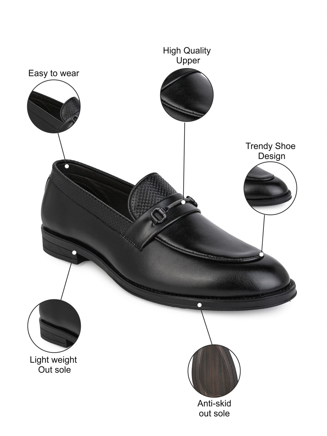 Fentacia Men Black Slip-On Formal Shoes
