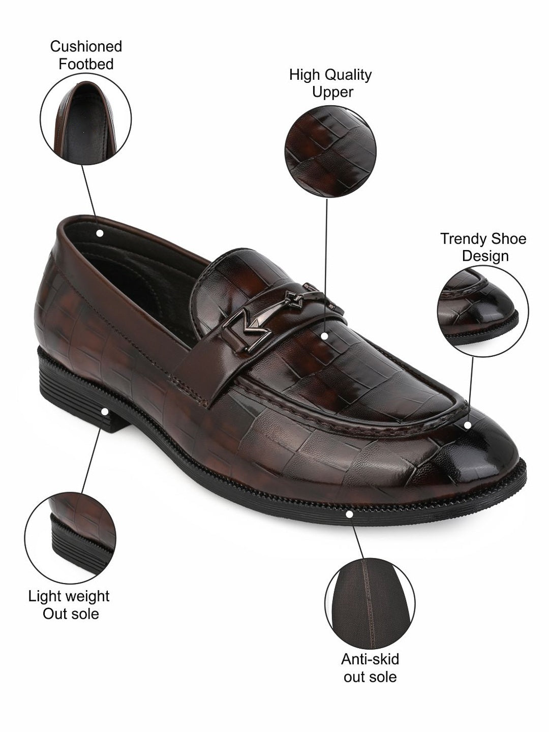 Fentacia Men Textured Slip-On Formal Shoes