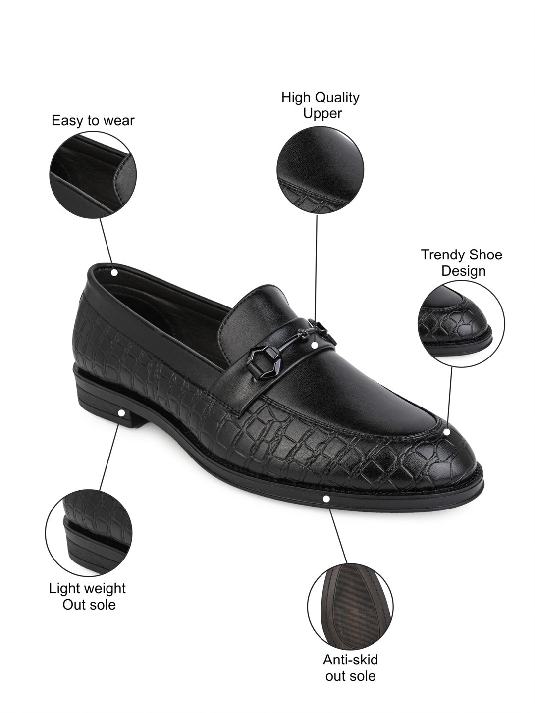 Fentacia Men Black Slip-On Formal Shoes