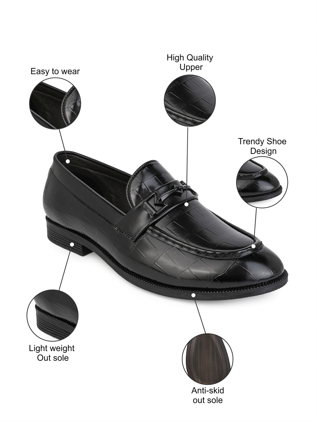 Fentacia Men Textured Slip-On Formal Shoes