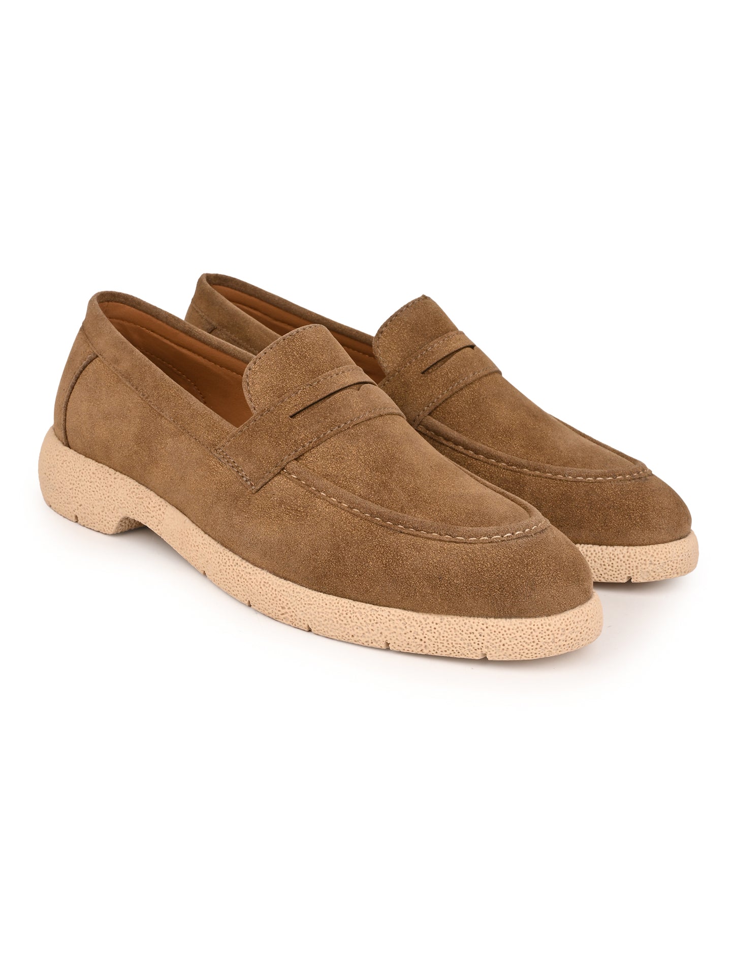 Fentacia Men Brown Synthetic Suede Comfort Loafers