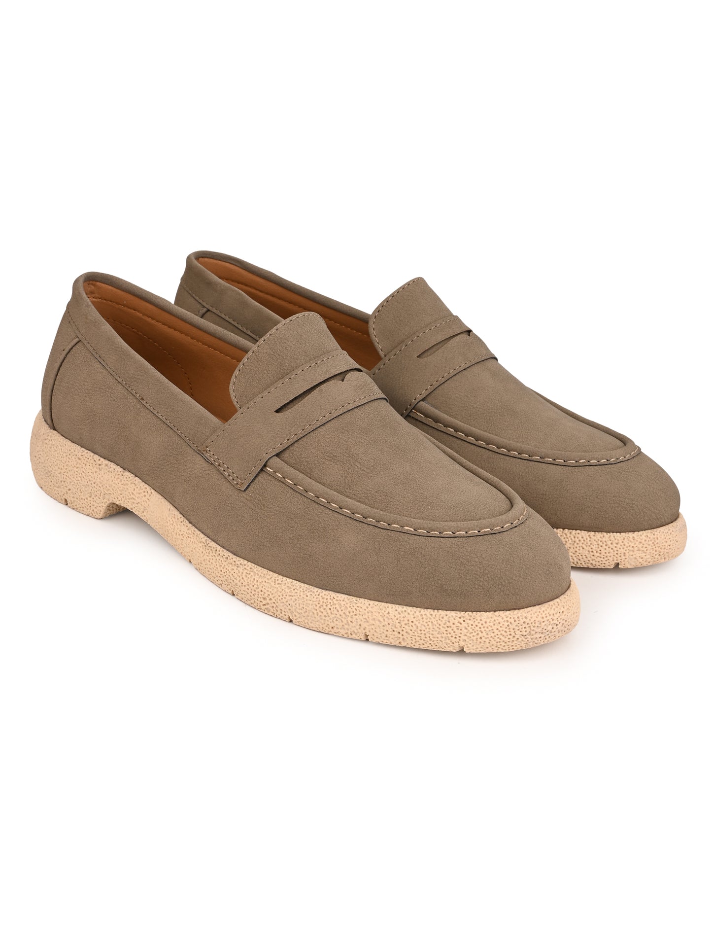 Fentacia Men Brown Nubuck Comfort Loafers