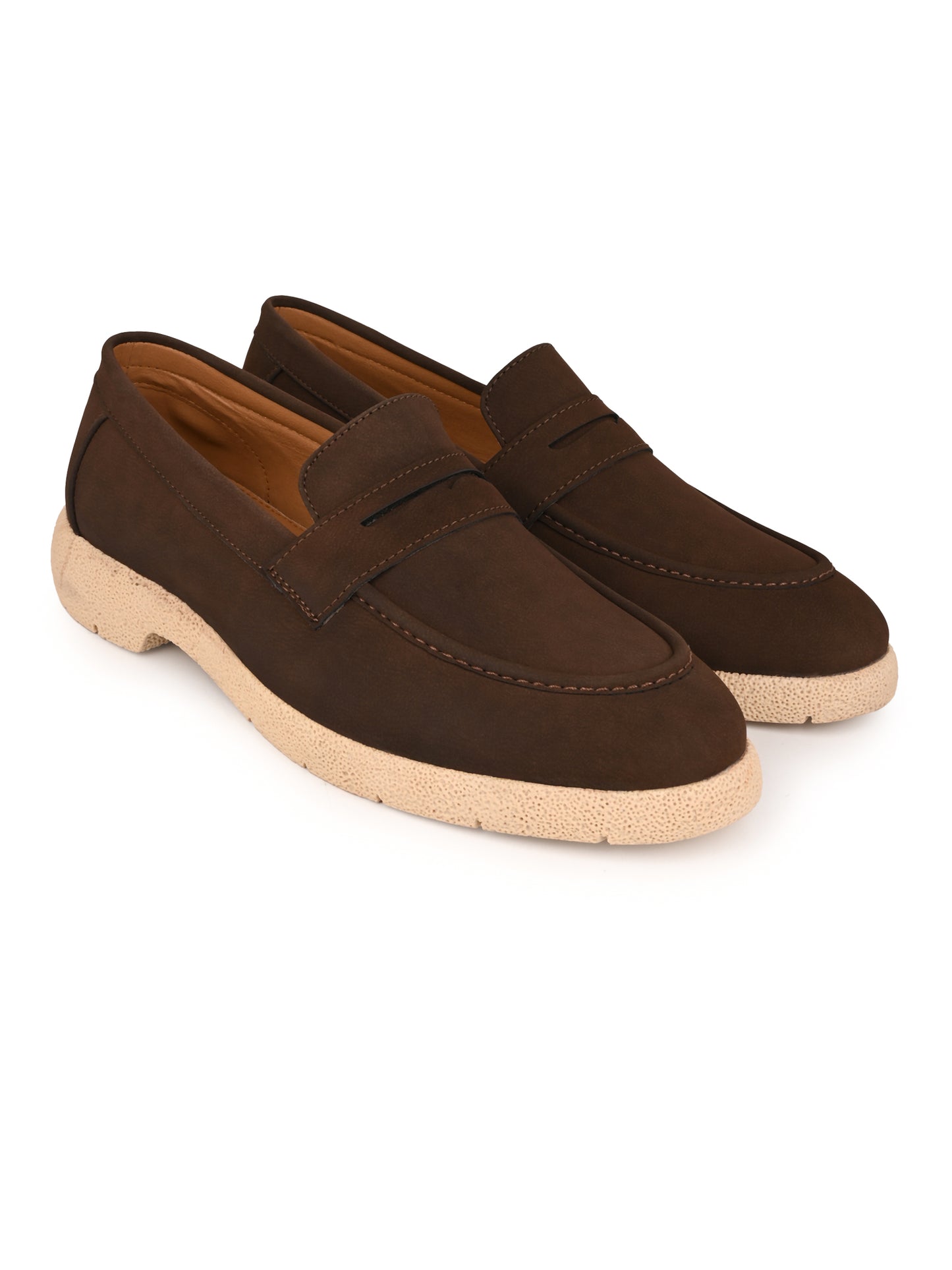 Fentacia Men Brown Nubuck Comfort Loafers