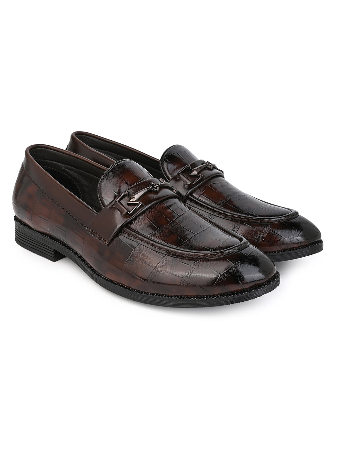 Fentacia Men Textured Slip-On Formal Shoes